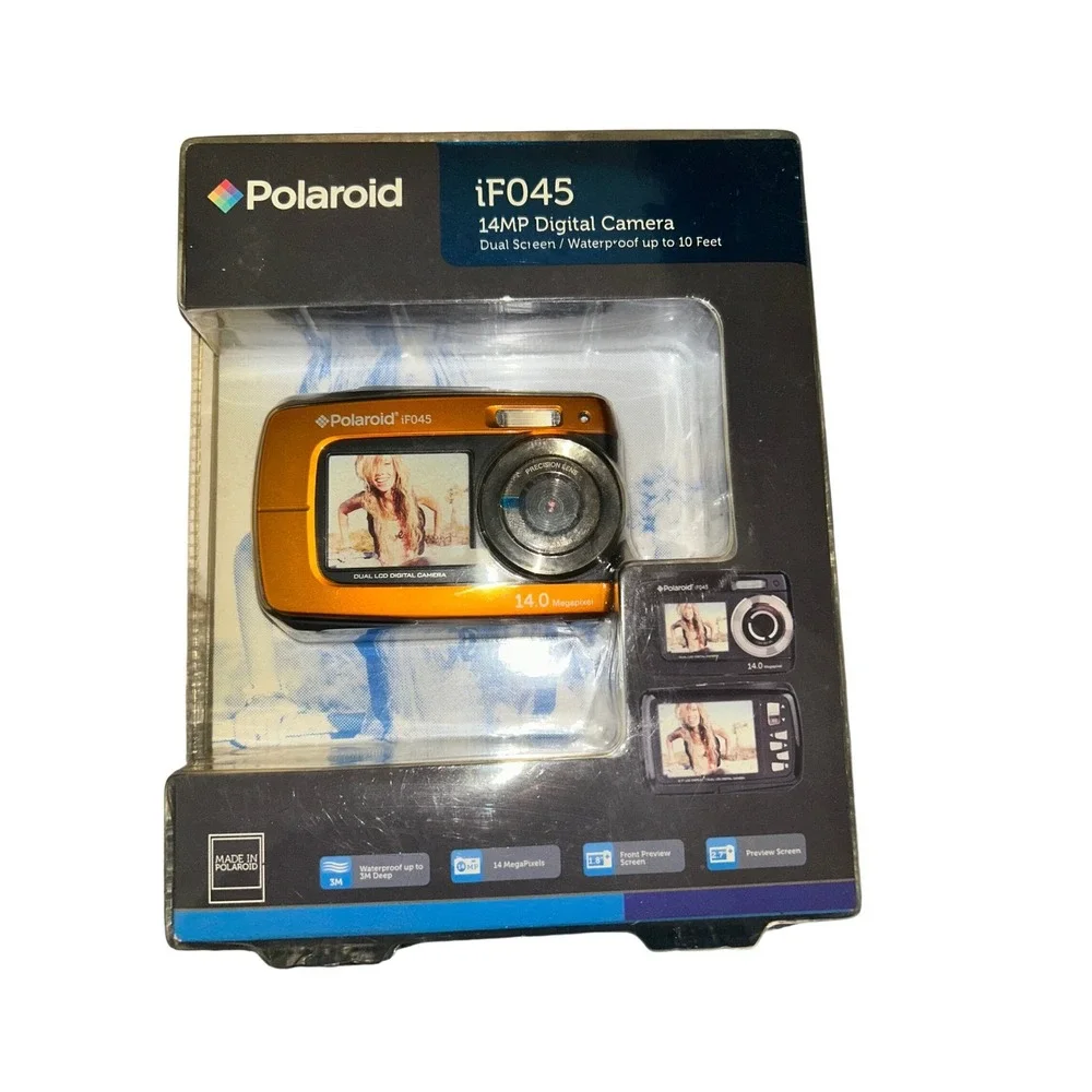 Polaroid iF045 14MP Dual‎ Screen Waterproof Digital Camera Orange New NIB